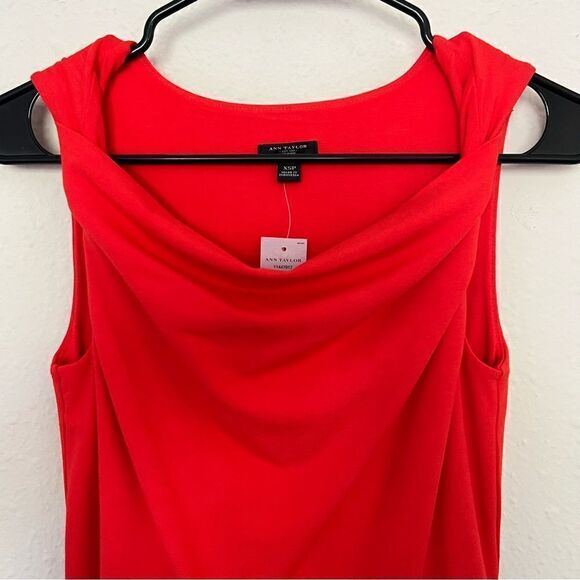 Ann Taylor Cowl Neck Red Sleeveless Mini A-line Dress - Picture 3 of 6